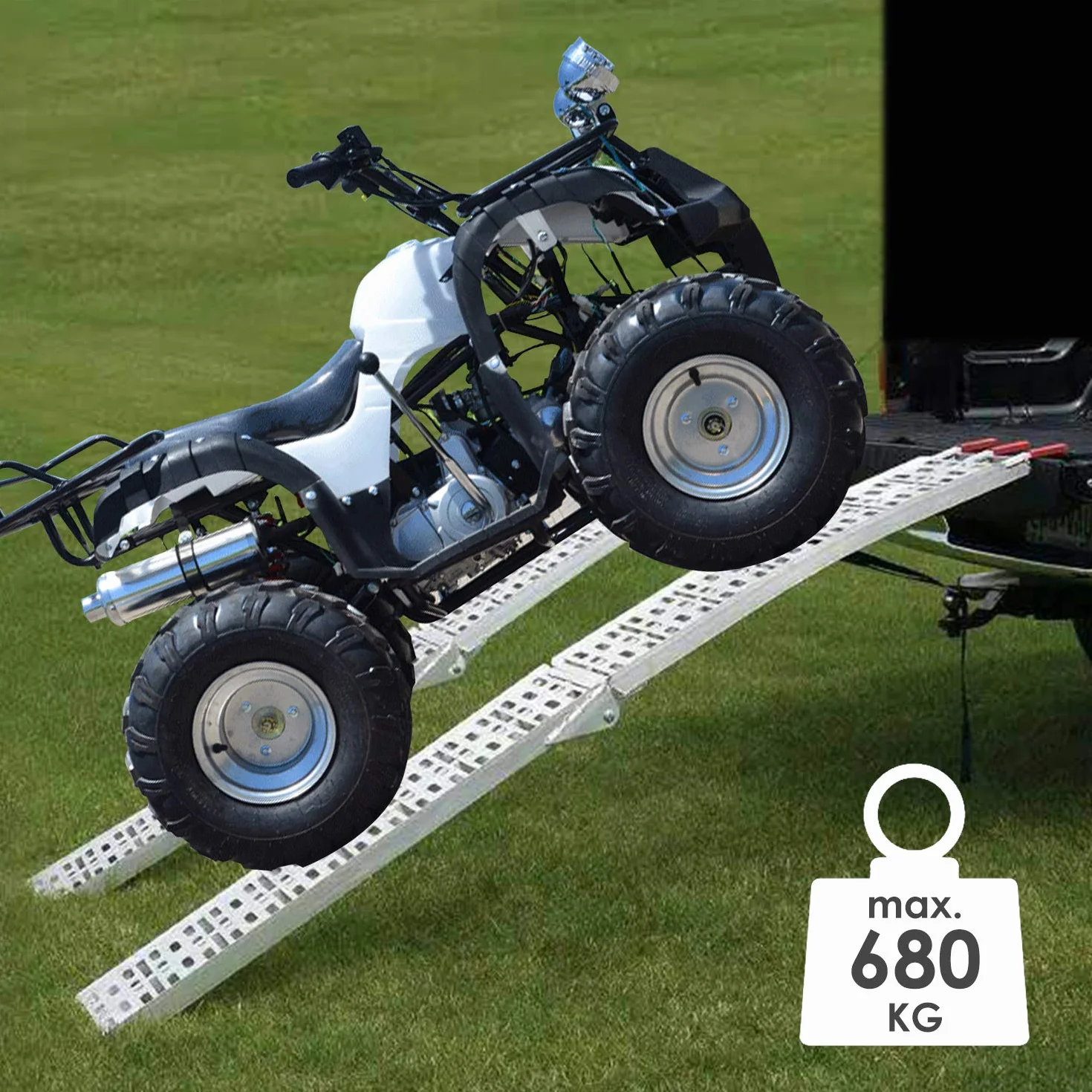 Rampe di Carico Pieghevole 680 kg Antiscivolo per Moto ATV Quad Auto