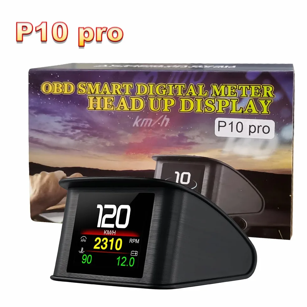 P10 PRO Auto OBD2 Head Up Display Digital Tachimetro Computer di Bordo Allarme Velocità Eccessiva Codice Errore Motore Accessori Elettronici