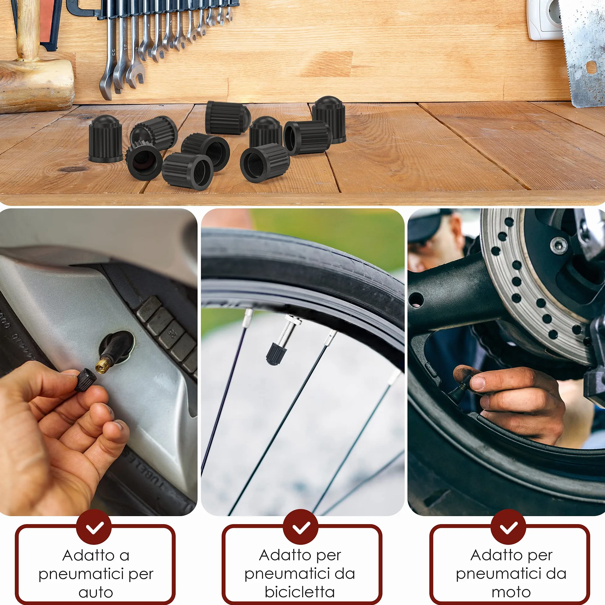 WEIDEBACH® Tappini gomme auto, 50 pezzi, tappi valvole pneumatici auto