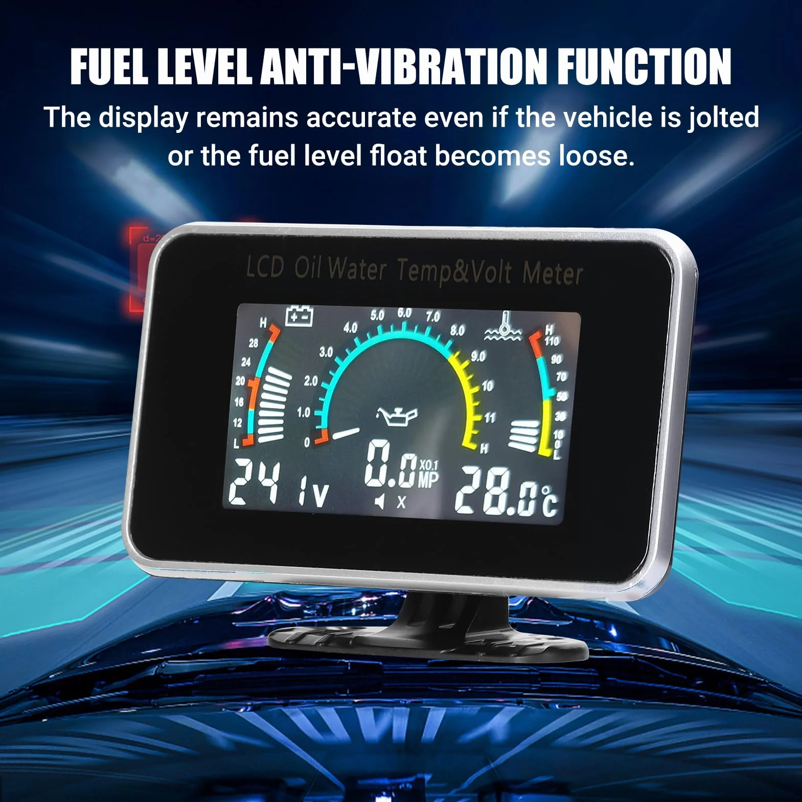 3 su 1 multifunzione auto LCD Digital Display Display Olio Pressione Acqua Temperatura Voltmetro Strumento a scopo universale 9-36 V per auto, camion, o SUV