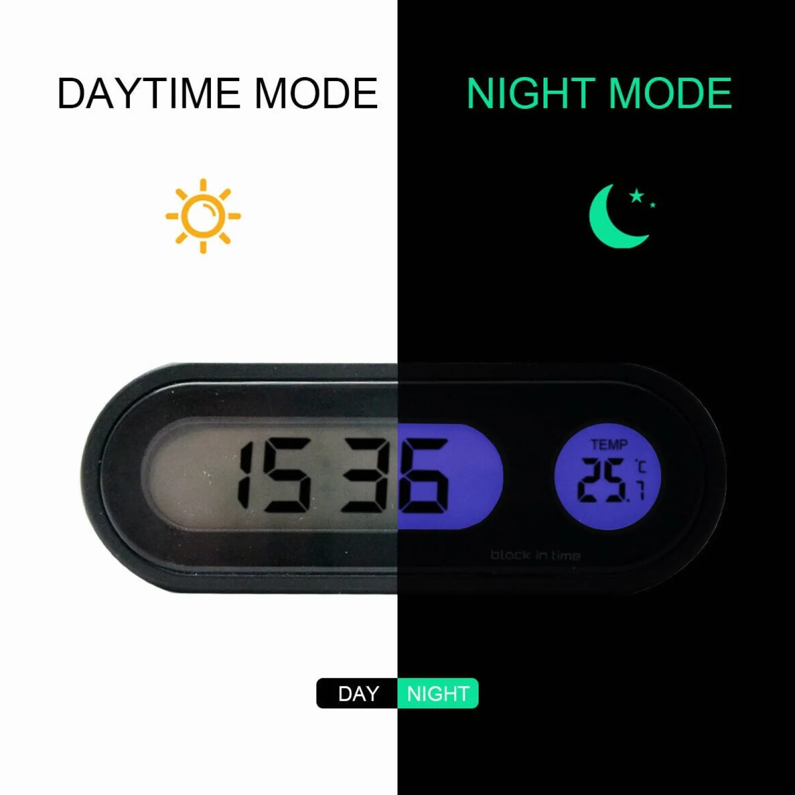 SPORTARC Orologio da cruscotto per auto, con display LCD, digitale, elettronico, a LED, con retroilluminazione, per interni ed esterni